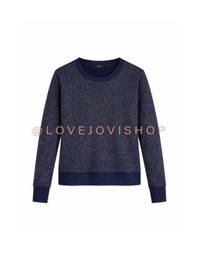 Coastal | J Crew Navy Metallic Pullover Sweatshirt | Shimmer Knit | Sporty Prep